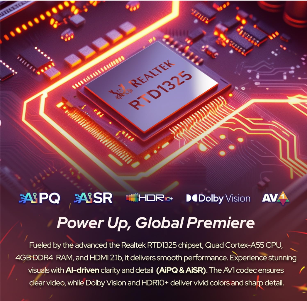 RochTek GX1 – Google TV 12 • 4K HDR • Wi-Fi 6 • Bluetooth 5.2