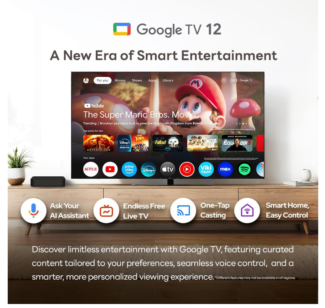 RockTek GT1 – Google TV 12 • 4K HDR • Wi-Fi 5 • Streaming rapide au Canada